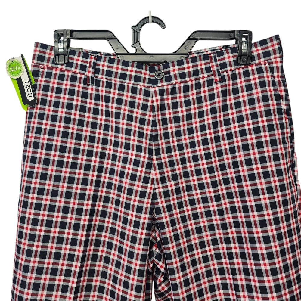 Izod Red and White Chinos Classic Plaid Design